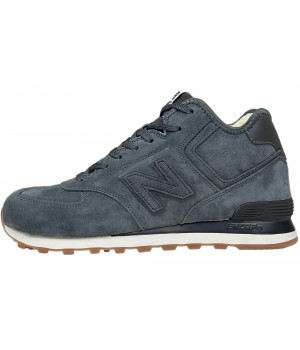 New Balance 574 Mid Deep Blue замшевые с мехом