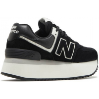 New Balance 574+ Black White на платформе