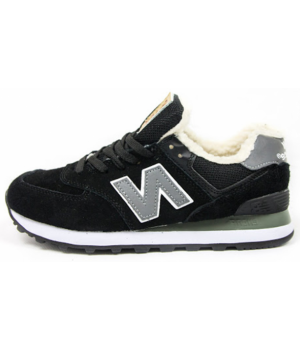 Кроссовки New Balance 574 зимние замшевые черные