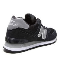 Мужские кроссовки New Balance 574 замшевые черные с серым 
