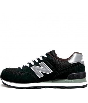 Мужские кроссовки New Balance 574 замшевые черные с серым 