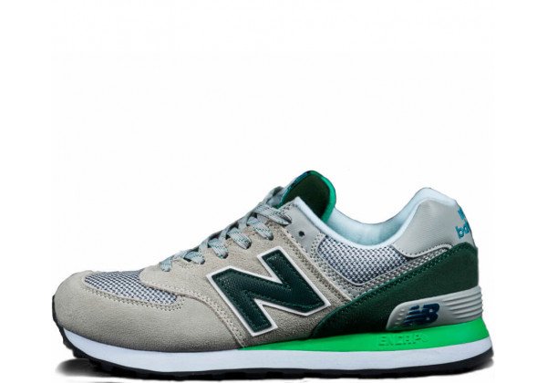 New Balance кроссовки 574 серые с зеленым 